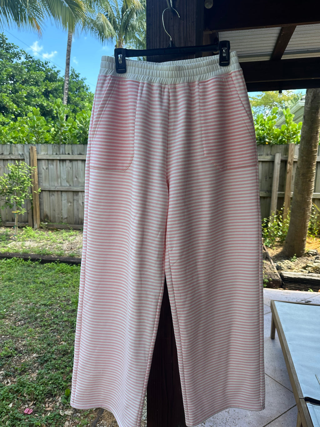Light Pink and White Big Striped Sweatpants – alternate view 4