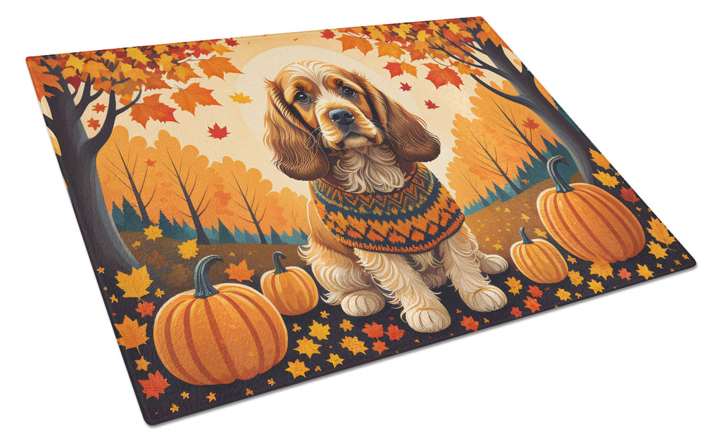 Cocker Spaniel Fall Glass Cutting Board