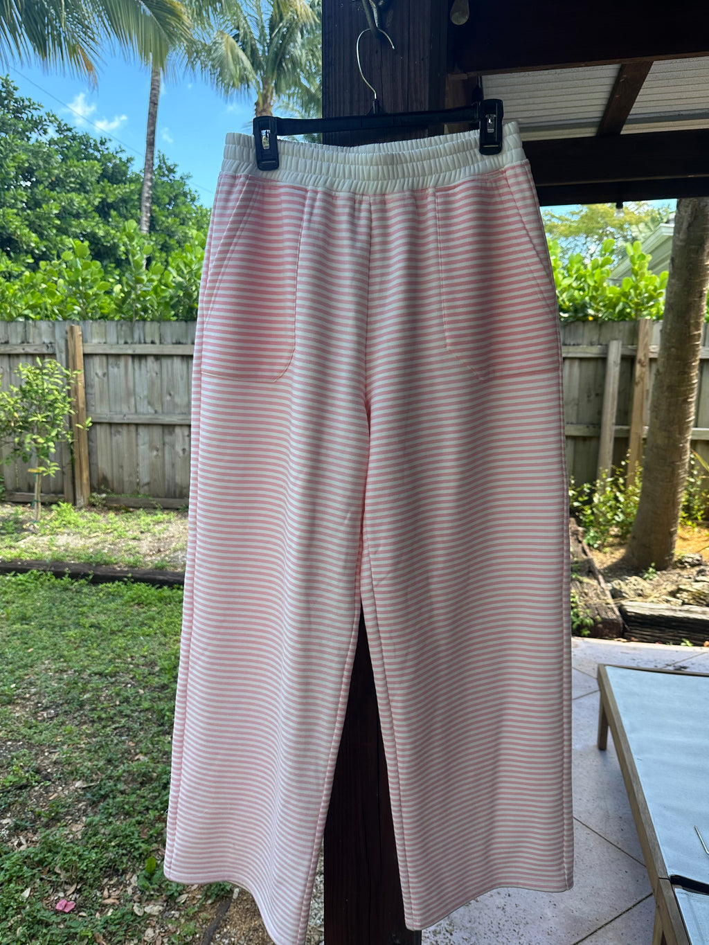 Light Pink and White Big Striped Sweatpants – alternate view 3