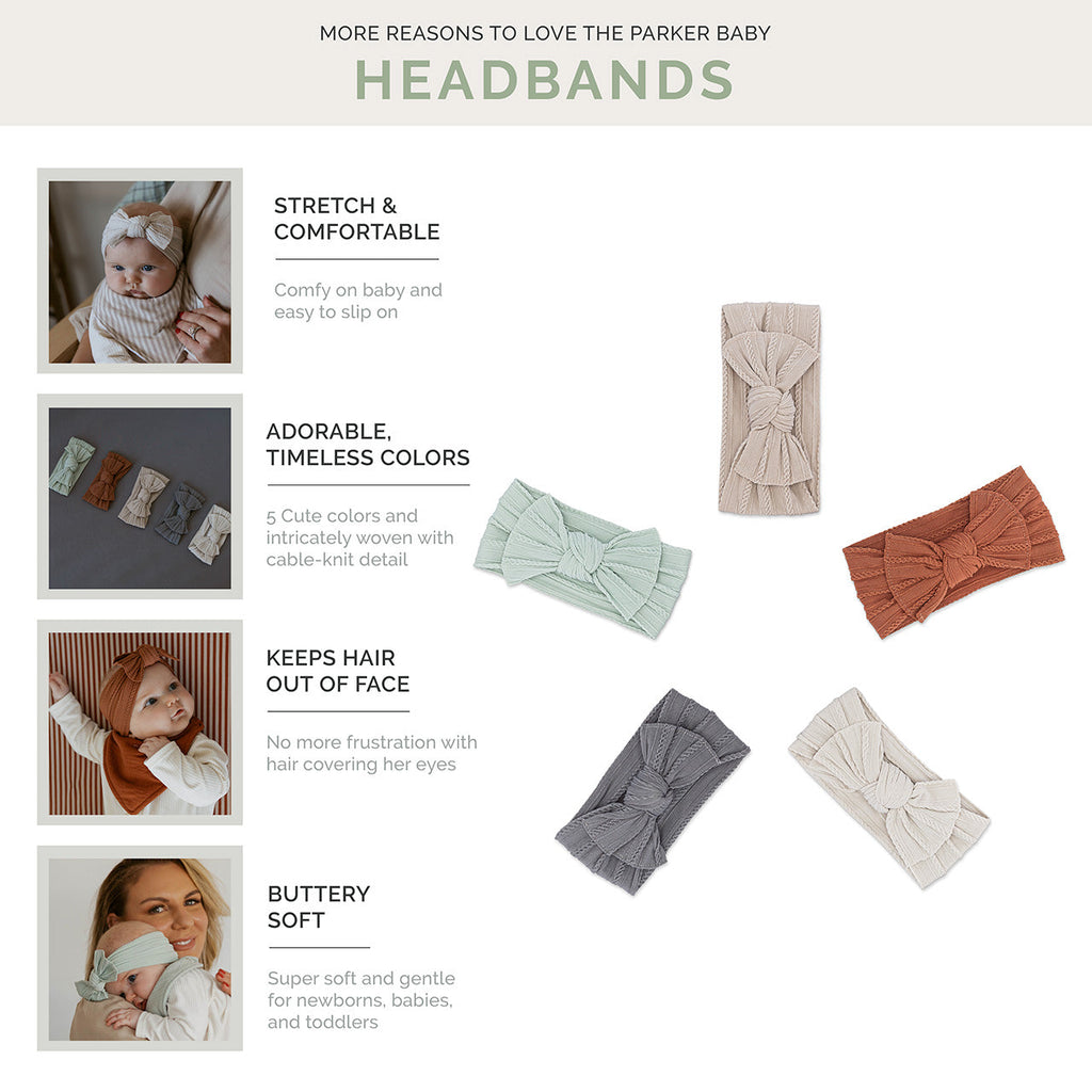 Pebble Set - Cable Knit Knotted Headbands - 5 Pack